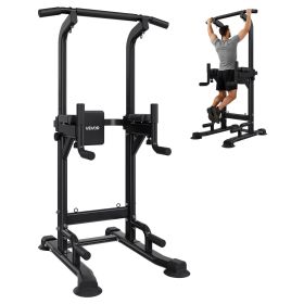 Pull Up Bar, 330 LBS Power Tower Dip Station, Workout Dip Station with H-Shaped Stable Base & Back Pad (Default: Default)